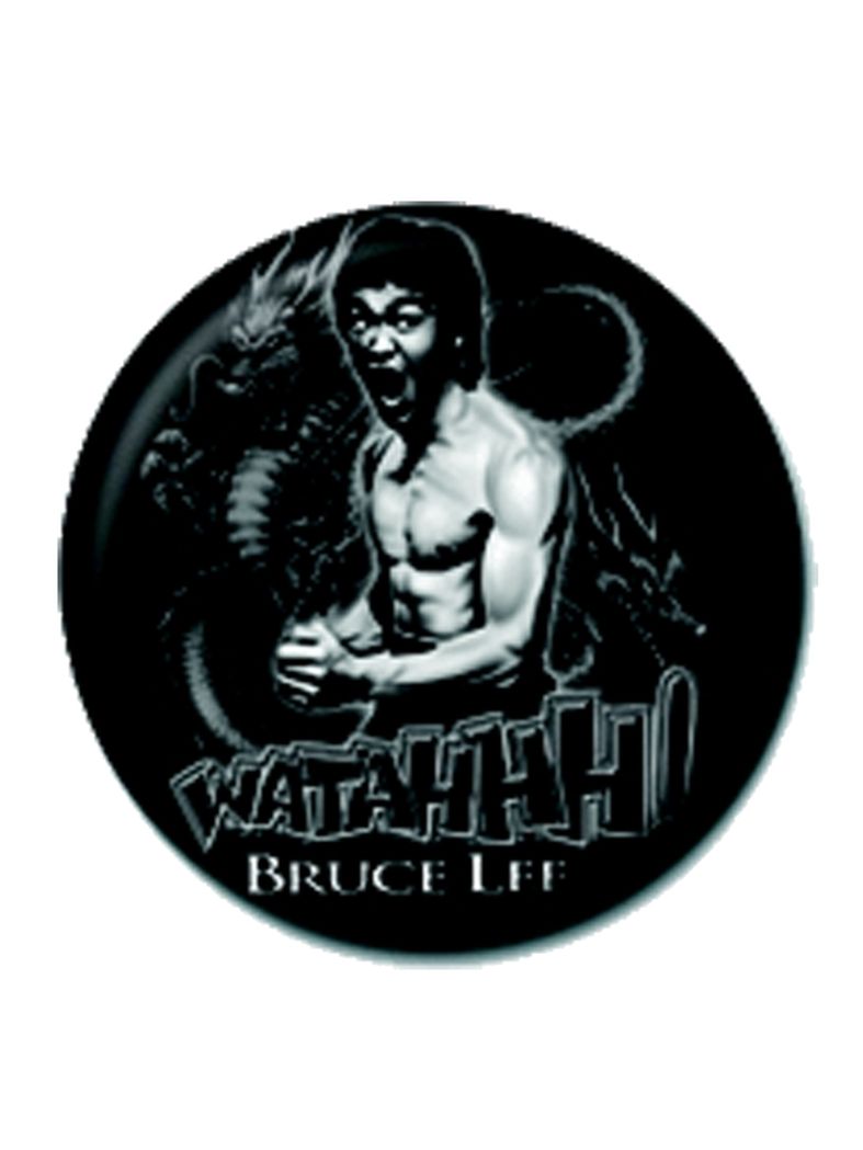 2 Button Bruce Lee schwarz weiß