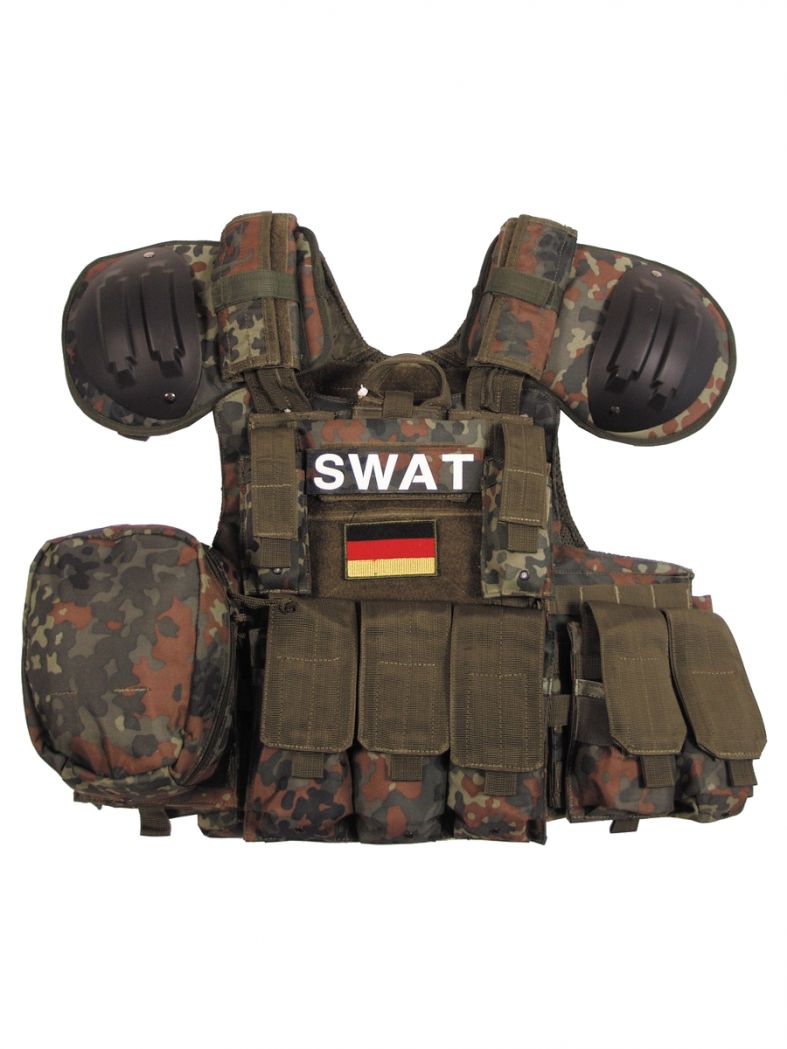 Taktische Weste Combat flecktarn mit Abwurfsystem