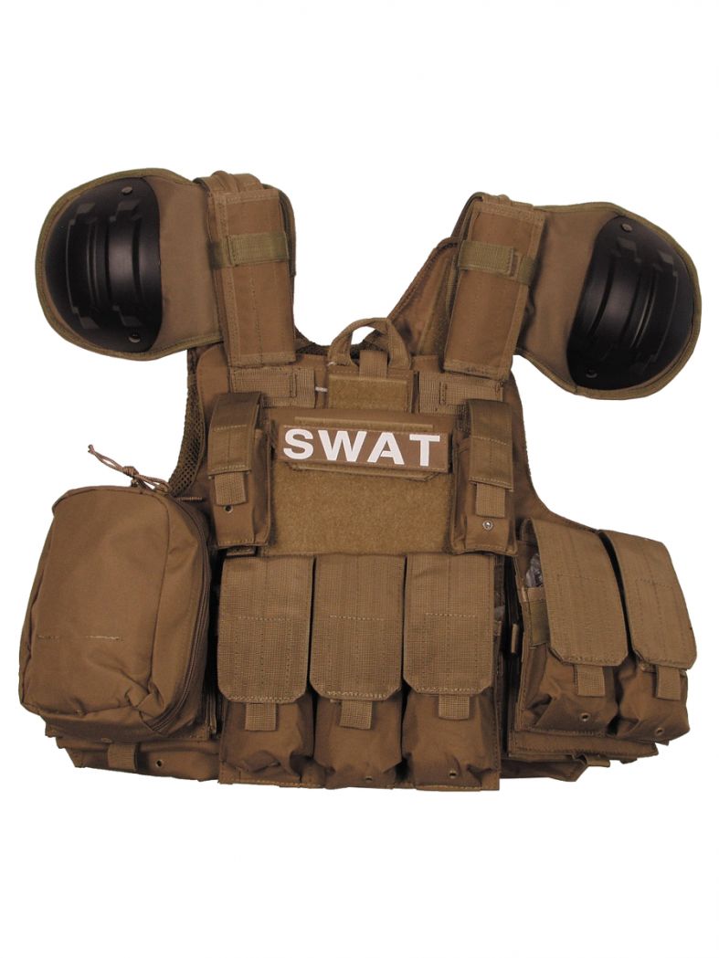 Taktische Weste Combat coyote tan mit Abwurfsystem