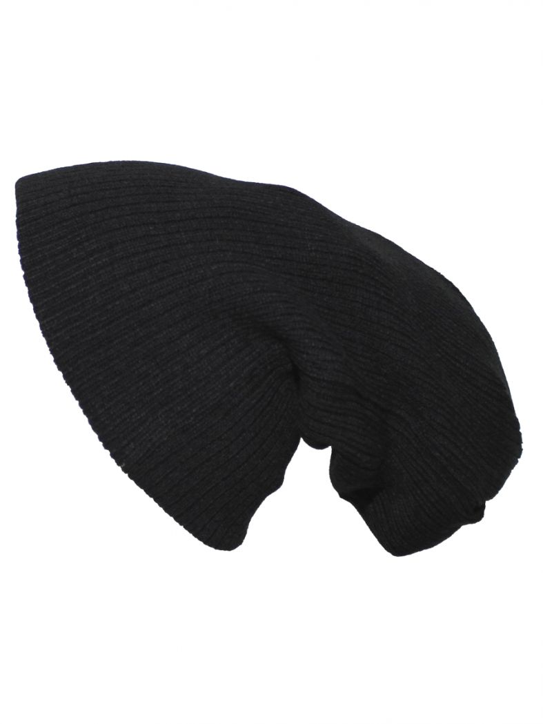 Slouch Strickmütze Beanie lang schwarz