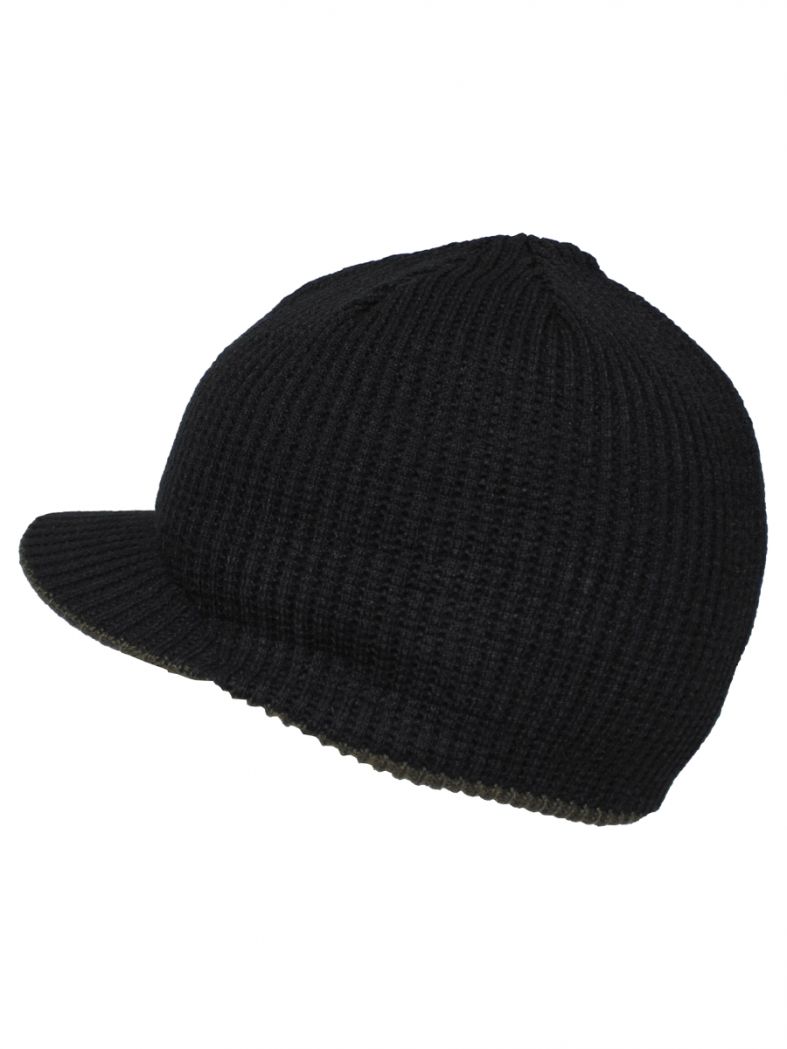 US Schildmütze Cap gestrickt schwarz oliv wendbar