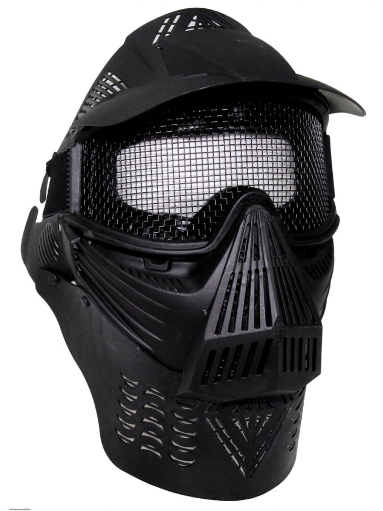 Gesichtsmaske Vollschutz schwarz mit Gitter