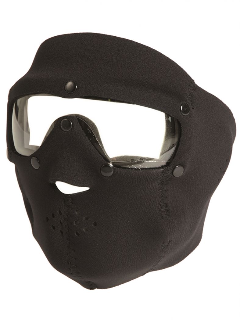 Gesichtsschutz Neopren schwarz mit Brille klar