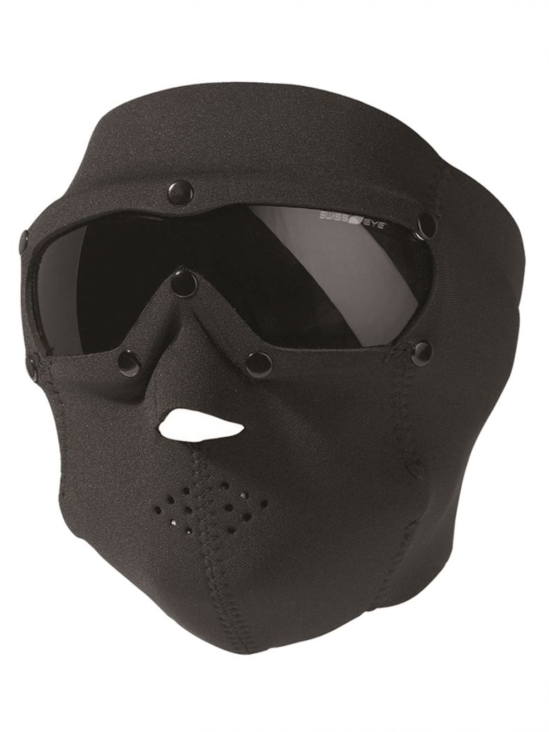 Gesichtsschutz Neopren schwarz mit Brille getönt