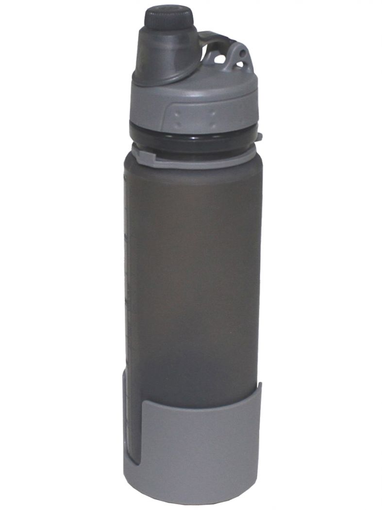 Faltbare Trinkflasche Silikon 0,5 l grau