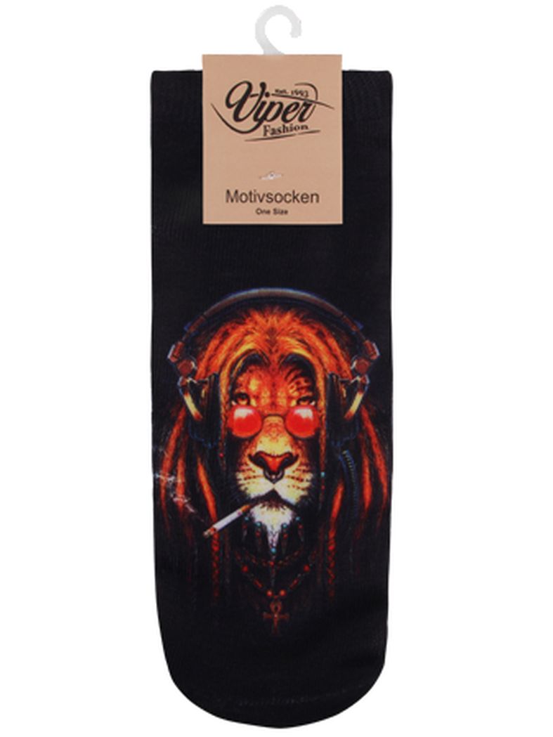 Sneaker Socken bedruckt rauchender Löwe