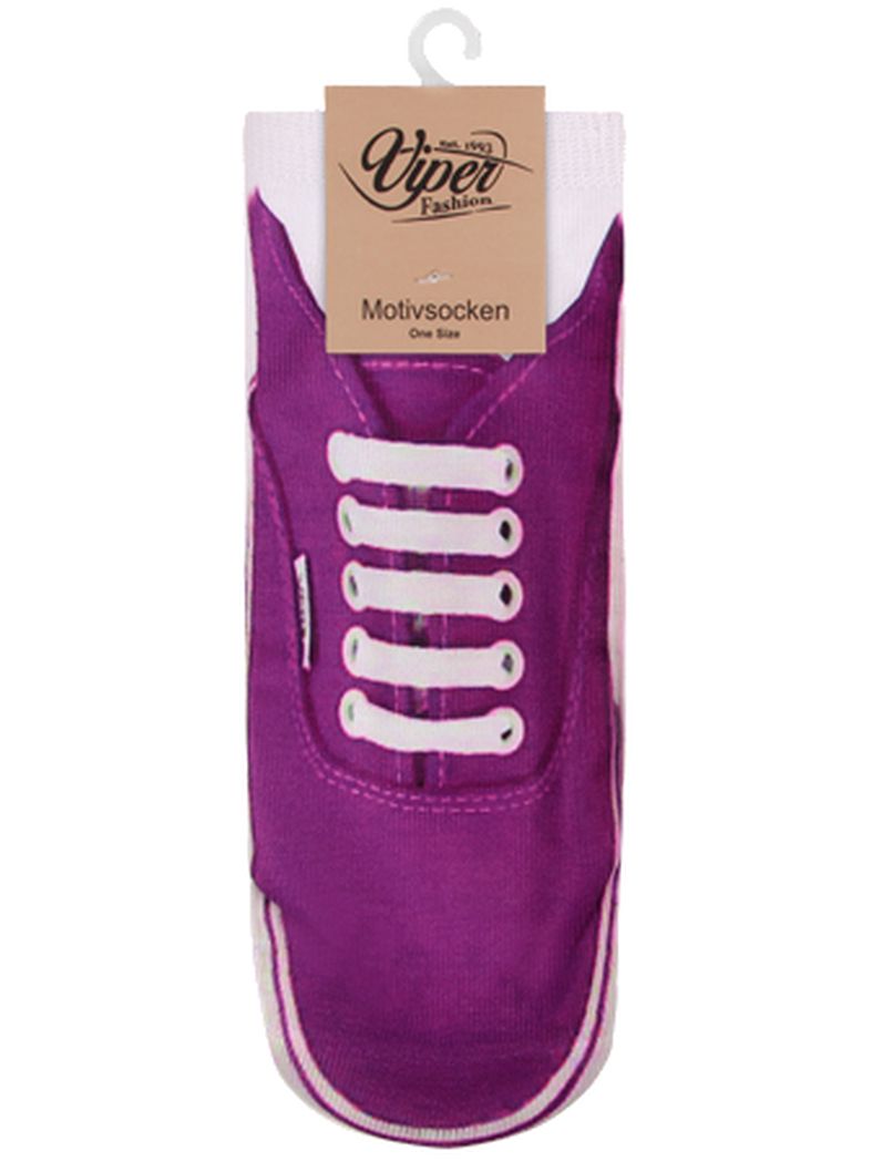 Sneaker Socken bedruckt Schuh lila
