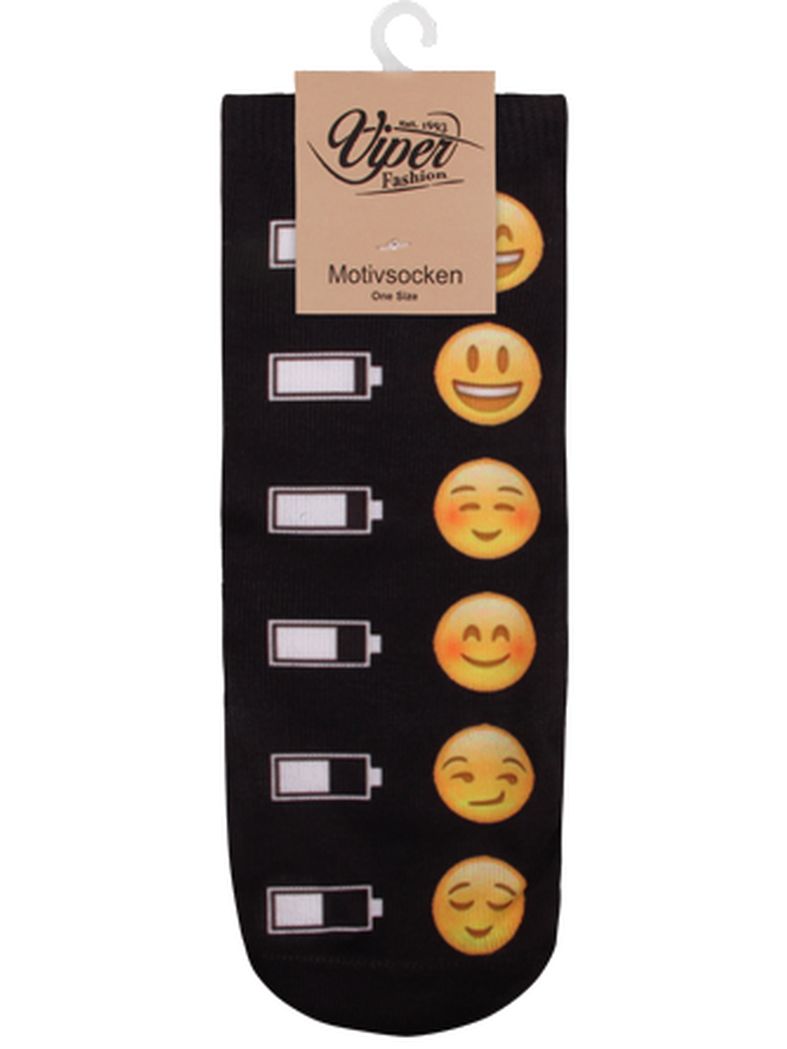 Sneaker Socken bedruckt Emoji Batteriestand