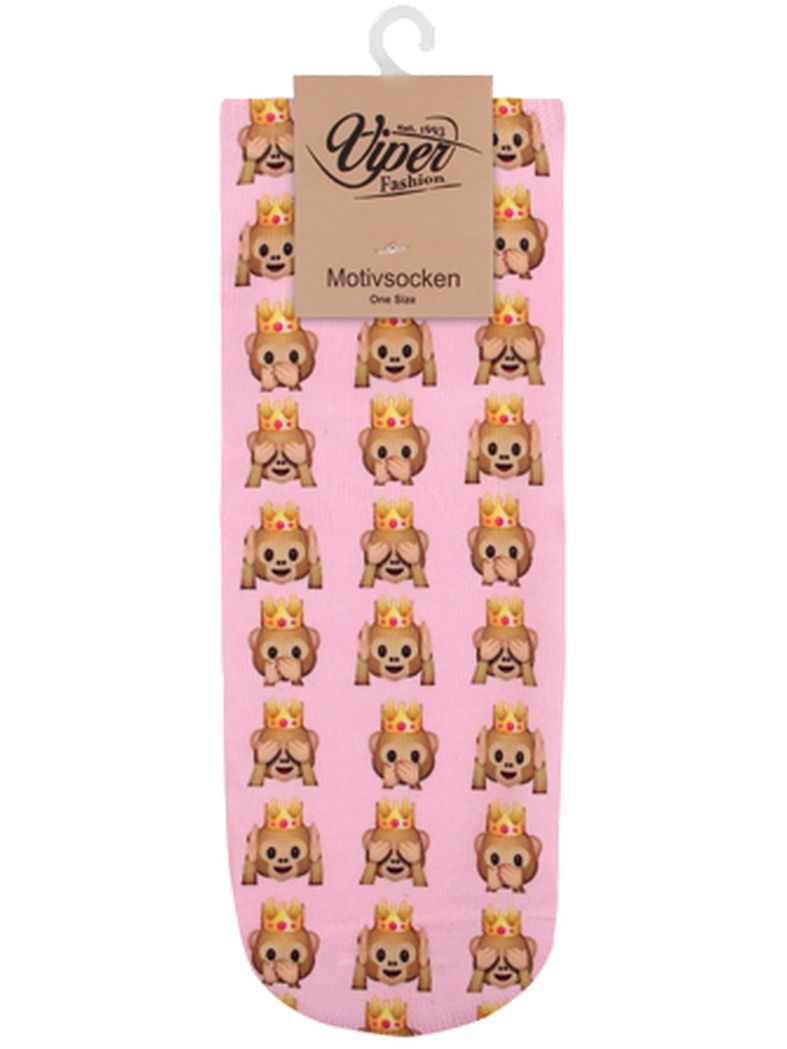 Sneaker Socken bedruckt Emoji pink