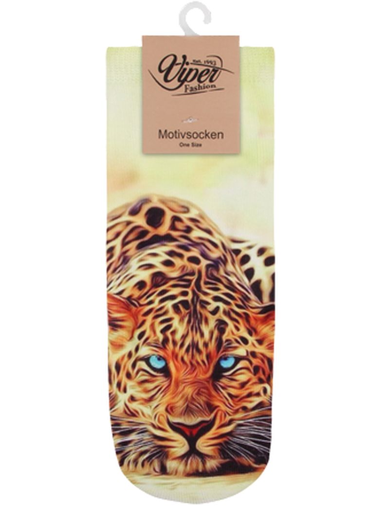 Sneaker Socken bedruckt Gepard liegend