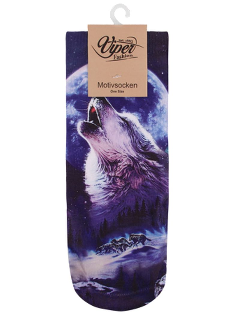Sneaker Socken bedruckt heulender Wolf