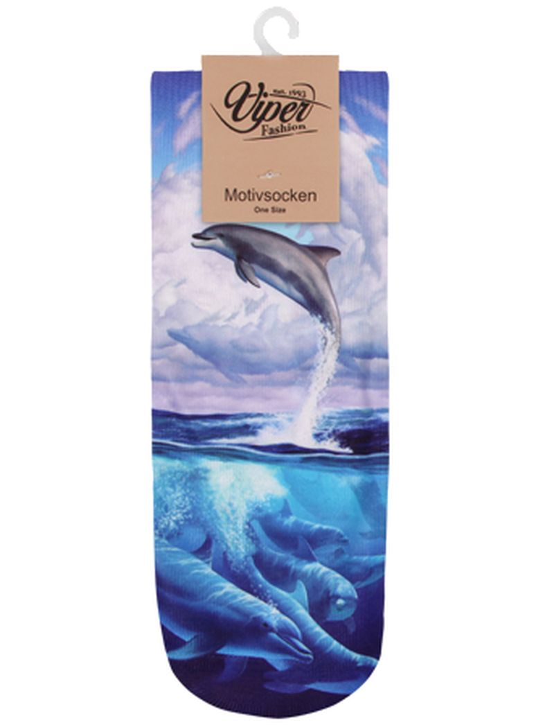 Sneaker Socken bedruckt springender Delphin