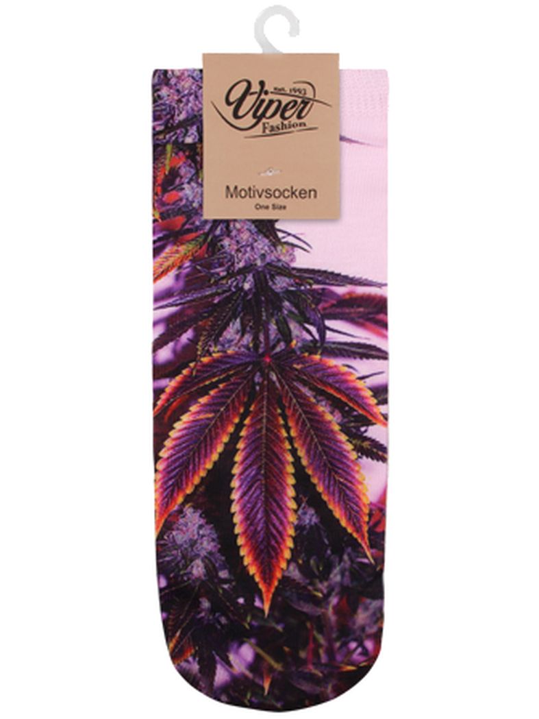 Sneaker Socken bedruckt Hanf rot