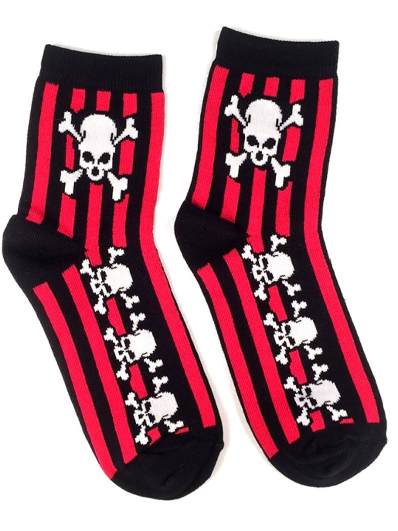 Socken Pirat schwarz rot gestreift medium