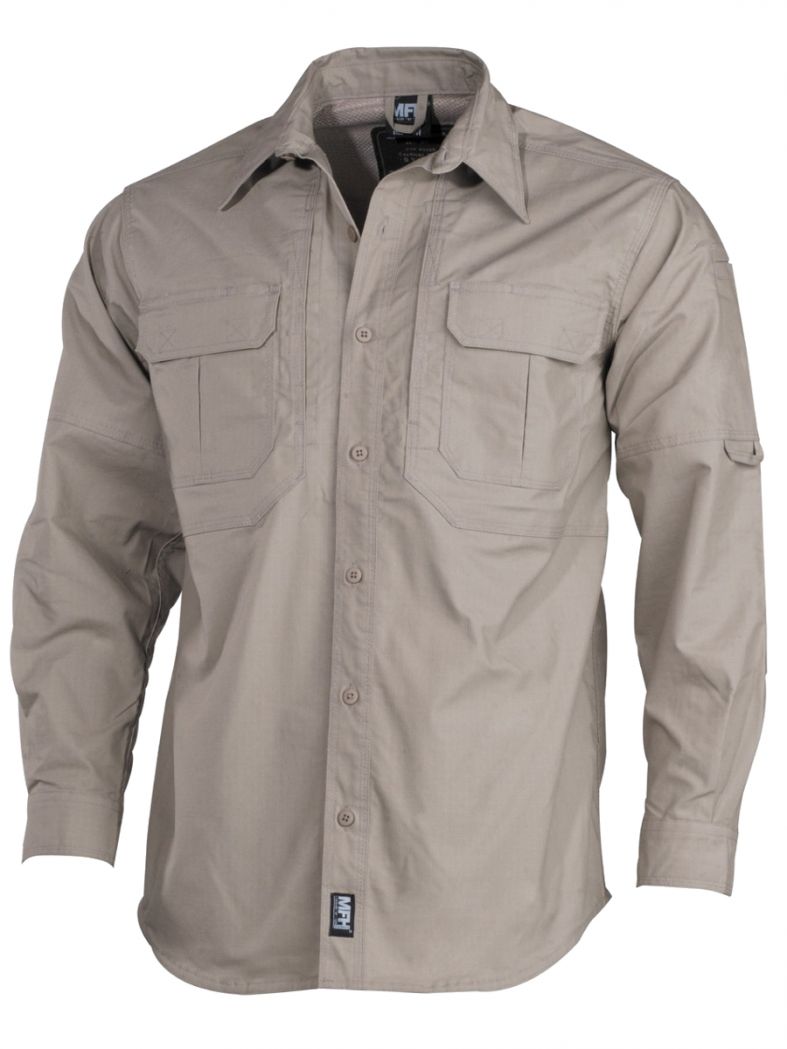 Taktisches Langarmhemd khaki Rip Stop Teflon