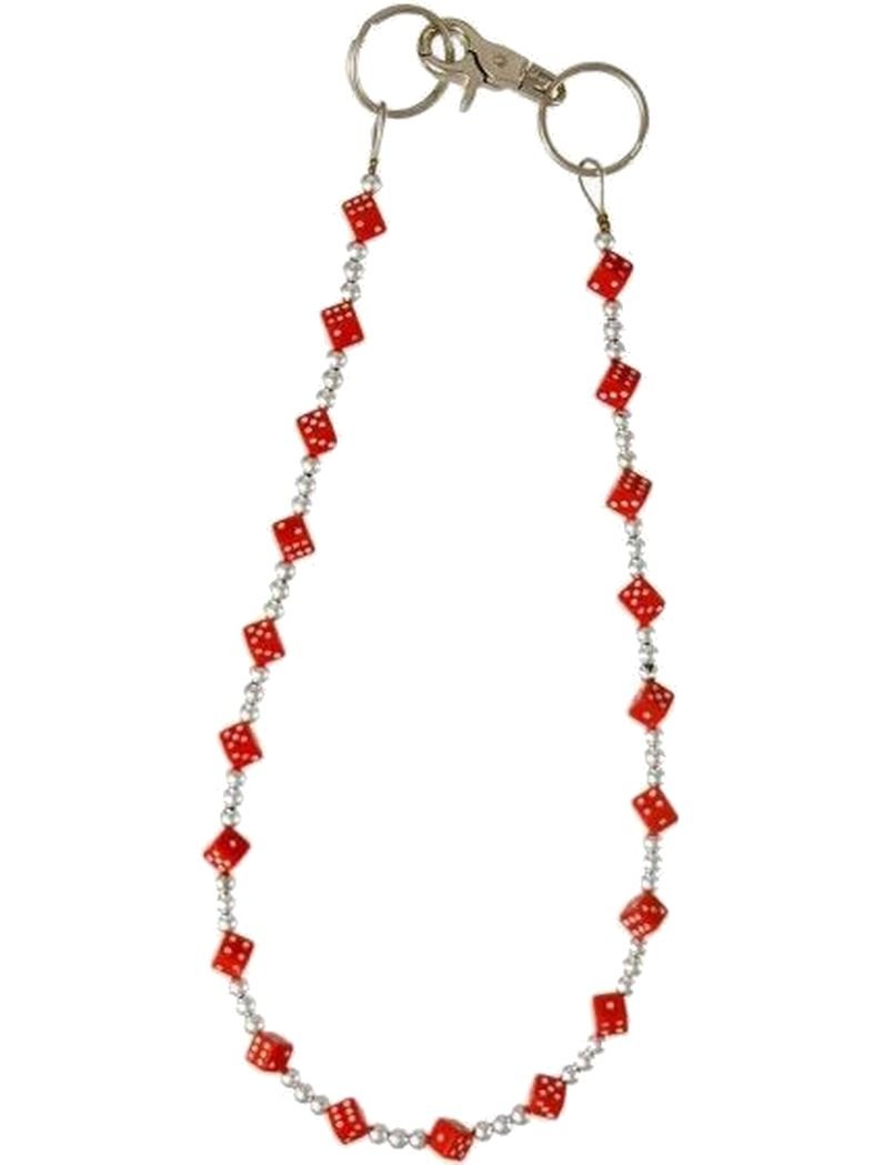 Geldbeutel Kette kleine Würfel rot