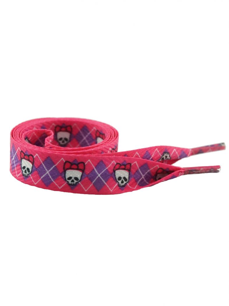 Schnürsenkel Skull Girl pink breit