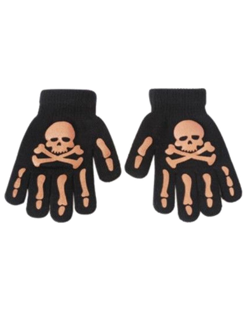 Handschuhe Skull und Skelett orange