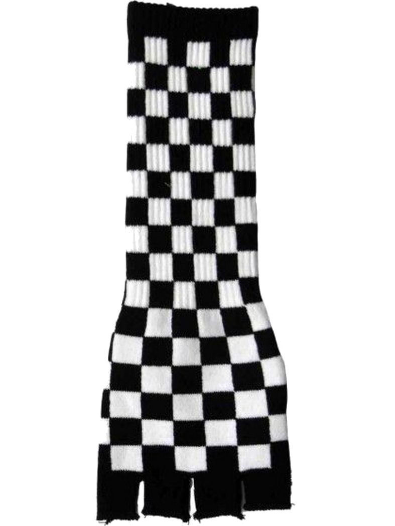 Fingerlose Stulpenhandschuhe Kariert schwarz weiß