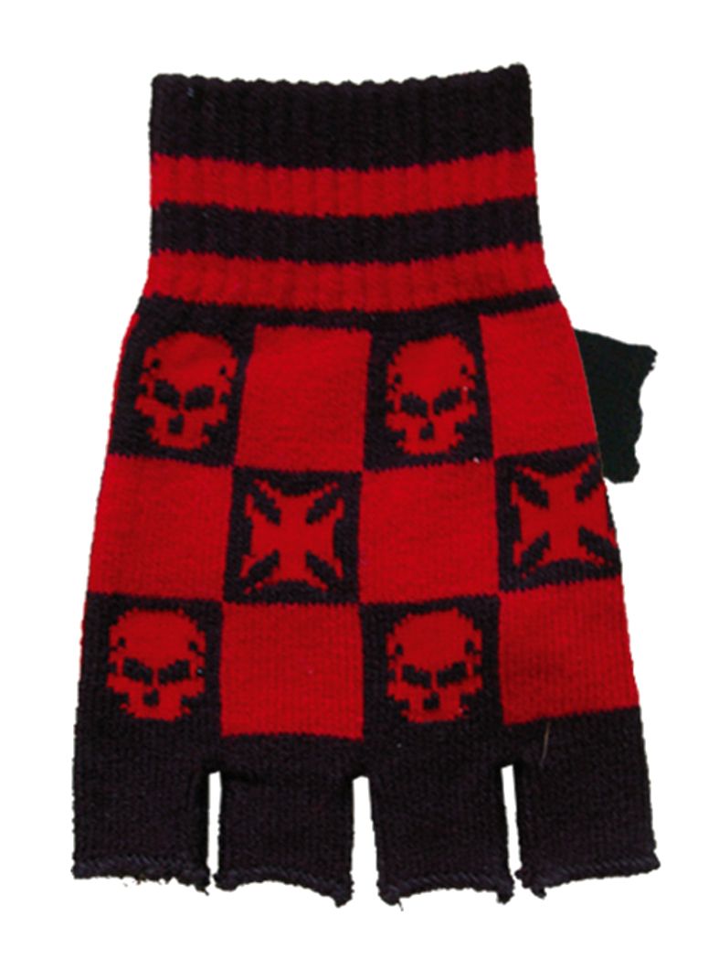 Fingerlose Handschuhe Totenkopf mit Kreuz
