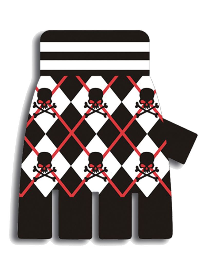 Fingerlose Handschuhe Skull schwarz weiß