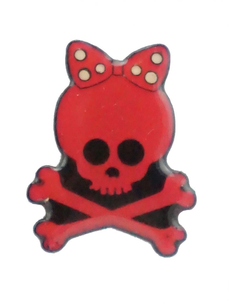 Emaille Pin Skull Girl rot