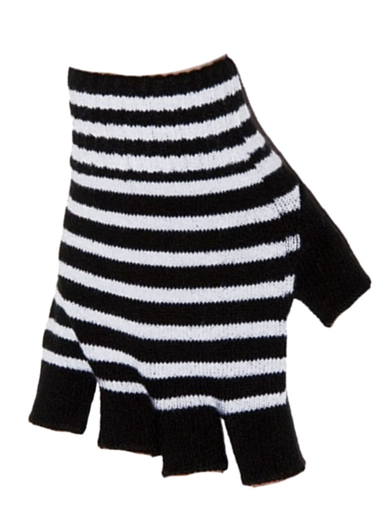 Fingerlose Handschuhe weiß schwarz gestreift