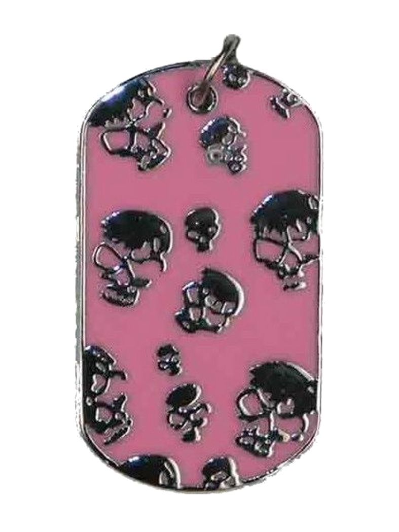 Halskette Hundemarke klein Skulls rosa