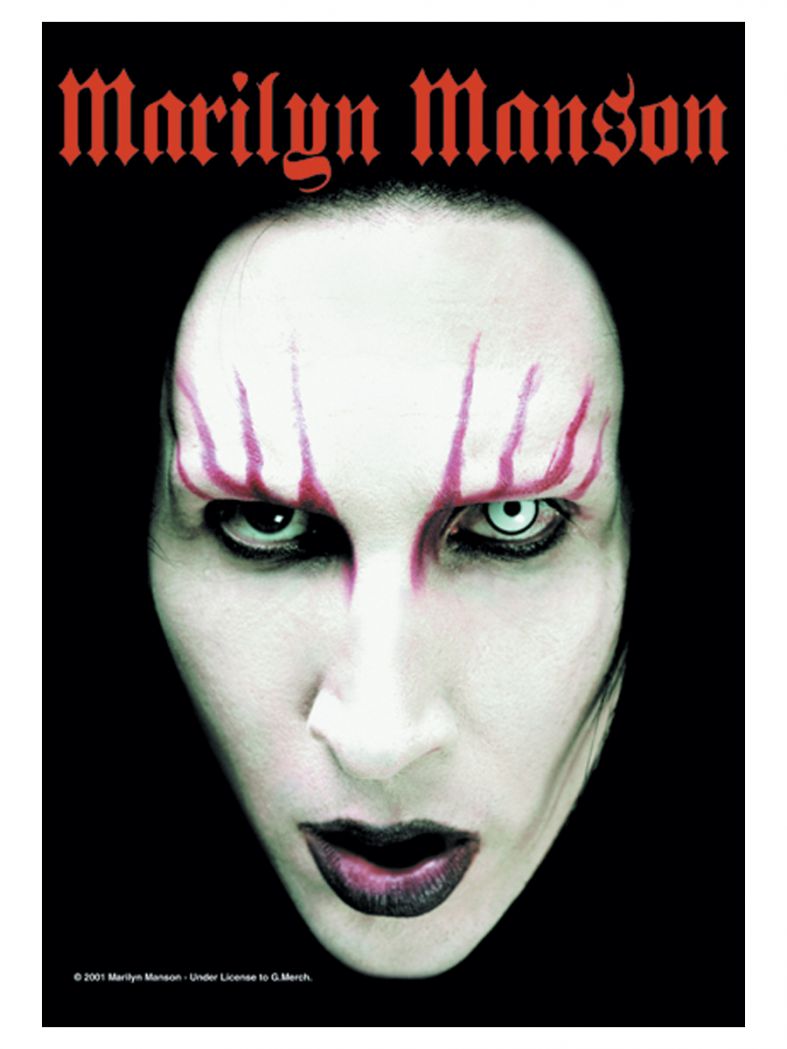 Marylin Manson Poster Fahne Head Shot
