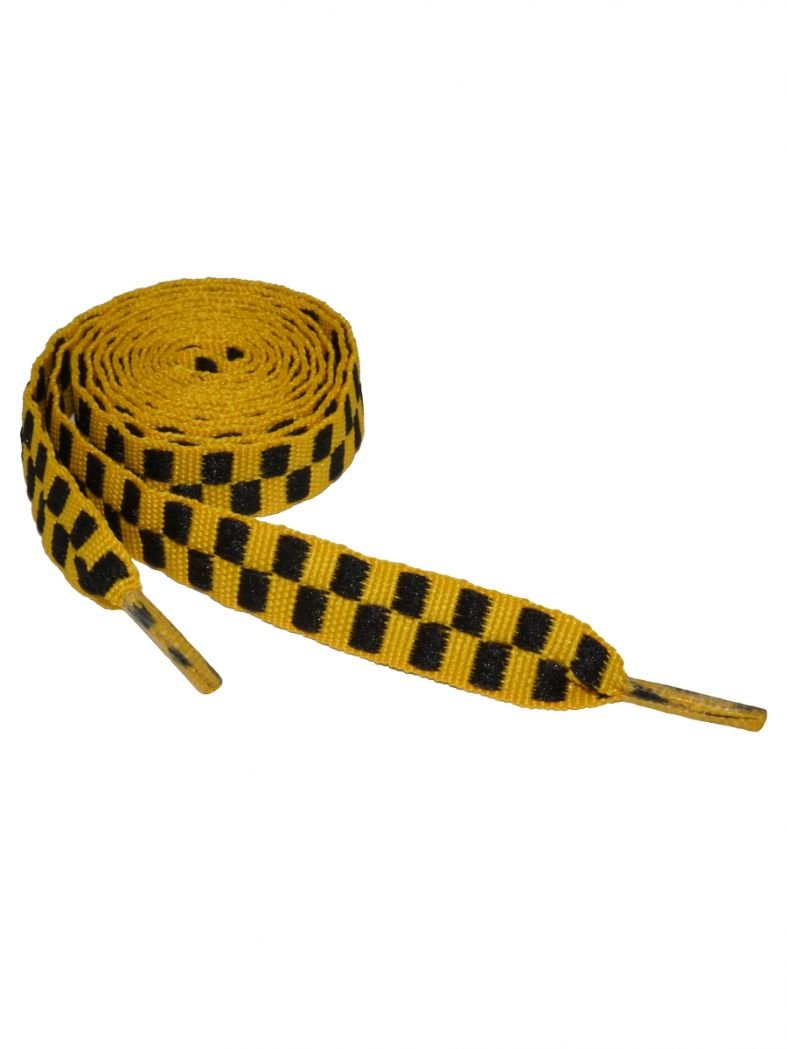 Schnürsenkel schwarz gelb kariert schmal