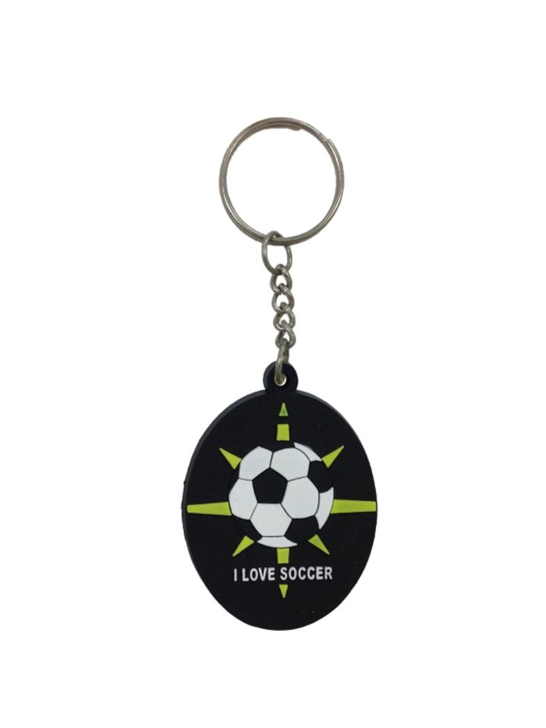 Schlüsselanhänger I Love Soccer schwarz aus Gummi