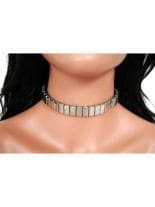Leder Halsband Blechplatten