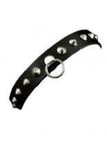 Leder Halsband Spitznieten mit Ring