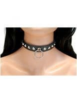 Leder Halsband Spitznieten mit Ring