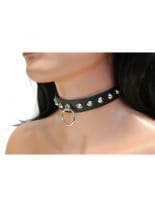 Leder Halsband Spitznieten mit Ring