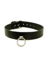 Leder Halsband mit Ring schwarz
