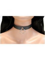 Leder Halsband mit Ring schwarz