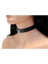 Leder Halsband mit Ring schwarz