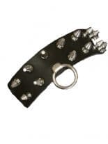 Leder Halsband Kegelnieten 2 reihig
