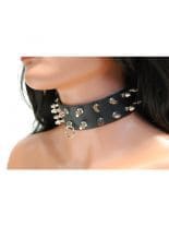 Leder Halsband Kegelnieten 2 reihig