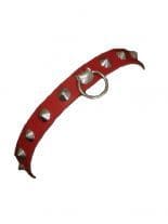 Leder Halsband rot Spitznieten