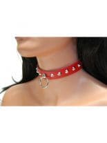 Leder Halsband rot Spitznieten