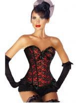 Corsage mit Spitzenbesatz mit Muster schwarz rot
