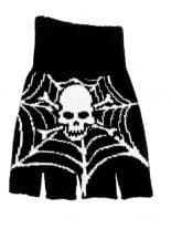 Fingerlose Handschuhe Skull mit Spinnennetz