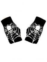 Fingerlose Handschuhe Skull mit Spinnennetz