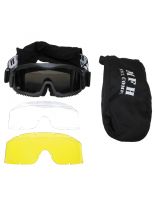 Deluxe Schutzbrille Airsoft schwarz mit 2 Ersatzgläser