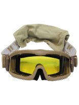 Deluxe Schutzbrille Airsoft beige mit 2 Ersatzgläser