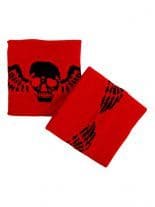 Schweißband Totenkopf mit Flügel rot