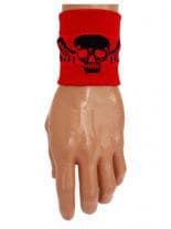 Schweißband Totenkopf mit Flügel rot