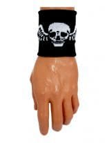 Schweißband Totenkopf mit Flügel schwarz